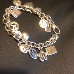 Brighton silver love hearts & peace charm bracelet